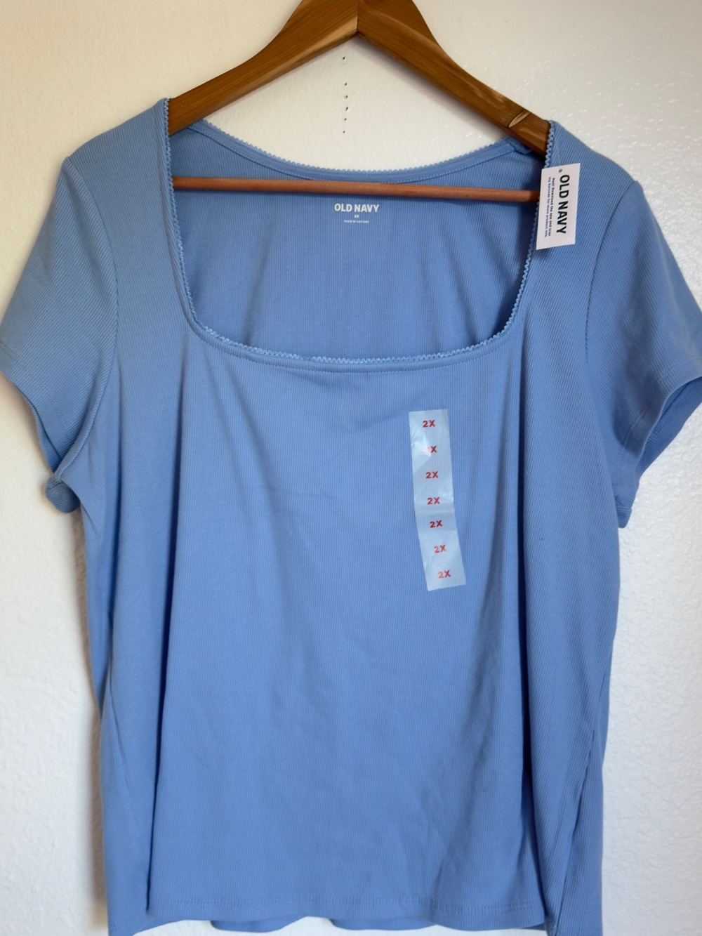 Old Navy Light Blue Square Neck Short Sleeve Tee